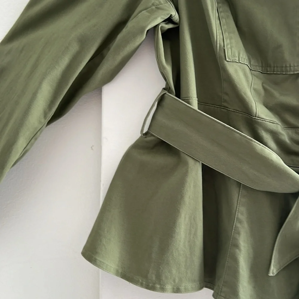 2. Lane Bryant Woman’s Jacket with Peplum waist, zip and snap closure, and belt - Picture 13 of 16